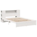  Seng med bokhylle uten madrass hvit 140x200 cm heltre furu 3322360