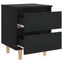 vidaXL Nattbord med heltre furuben svart 40x35x50 cm