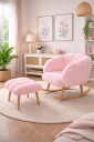 Ørelappstol  og puffesett 2 deler Atelier Del Sofa Lotus 70 x 94 x 42 cm Rosa  