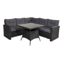 Venture Design Watford sofagruppe Svart med grå pute 3-seterende, 2-seterende & bord 80x80 cm Svart