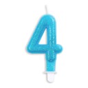 Kakelys Tall Glitter Blå   Tallet 4