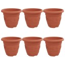 vidaXL Rund Blomsterpotte 6 pcs Klinker Rød Ø 26 x 21.5 cm Plast