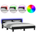 vidaXL Sengeramme med hodegavl og LED svart 160x200 cm 8721012247505