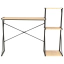 vidaXL Skrivebord med hylle svart og eik 116x50x93 cm
