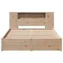  Seng med bokhylle uten madrass 140x190 cm heltre furu 3322355