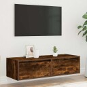  TV-benk med LED-lys røkt eik 100X35,5x25 cm 8721158663559