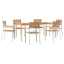  7 Delt Hage Spisegruppe Massivt Tre Teak