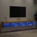  TV benker med LED lys 2 stk sonoma eik 100x30x30 cm