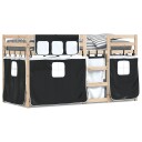  Køyeseng for barn gardiner hvit og svart 80x200 cm heltre furu 3283898 3283898