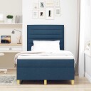  Box Spring Seng med Madrass & LED Blå 120x200 cm Stoff