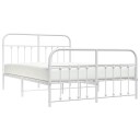 vidaXL Sengeramme i metall med hode- og fotgavl hvit 150x200 cm