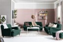 Howard Riviera Sofagruppe 3 seters + 2 seters Sofa + Lenestol + Fotskammel i Fløyel Grønn