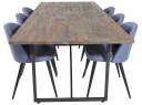Venture Design Padang & Velvet spisegruppe Natur/blå 6 st stoler & bord 250 x 100 cm