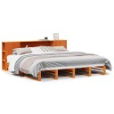  Seng med bokhylle uten madrass voksbrun 200x200 cm heltre 8721158626769
