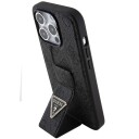 Guess Triangle Strass Mobildeksel for iPhone 15 Pro Max med Grip Stand - Svart