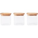 Pebbly Stabelbare glasskrukker 800 ml 3 pakning bambus/glass