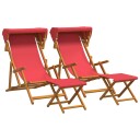 vidaXL Hage Stol 4 pcs 3 Posisjon Solid Eucalyptus Tre Rød