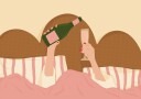 Champagne In Bed Illustration Plakat Plakat / 100x150cm