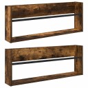 vidaXL Magasinreol 2 pcs Røkt eik 80 x 12 x 30 cm Konstruert tre