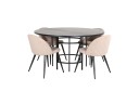 Venture Home Copenhagen Spisegruppe 140 cm Rund med 4 Velvet Stoler Beige