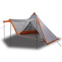 Familietelt tipi for 8 personer grå og oransje vanntett