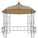 vidaXL Paviljong 300x290 cm gråbrun rund
