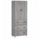  Highboard grå sonoma 69,5x34x180 cm konstruert tre