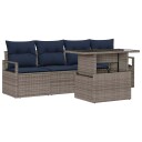 vidaXL Hagesofa Set med lagring med pute 5 pcs Grå polyrotting
