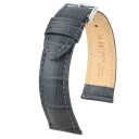 HIRSCH Duke Embossed Leather Watch Strap Grey