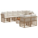 vidaXL Utendørs sofa sett 9 stk. Naturlig og kremhvit Polyester