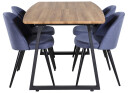 Venture Design Inca & Velvet spisegruppe Natur/blå 4 st stoler & bord 160 x 85 cm
