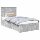  Sengestamme med skuff Betonggrå 100 x 200 cm Konstruert tre
