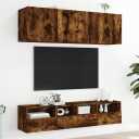  Vegghengte TV-benker 2 stk røkt eik 40x30x30 cm konstruert tre 836849