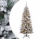 vidaXL Kunstig juletre med julekuler 150 cm 150 LED-lys Varmhvit