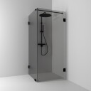 Svedbergs 180° Dusjhjørne Kombi (Vegg+dør) Svart Matt / 80x80cm Røykfarget Glass