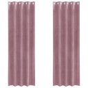  Gardiner med gardiner 2 pcs Mørk rosa 140 x 260 cm Fløyel