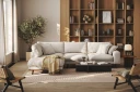 Copenhagen Premium 4 personers Venstrevendt L formet Dyb Chaiselongsofa i Stoff   Beige
