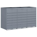 vidaXL Oppbevaring for 3 søppelbøtter Lysegrå 204 x 77,5 x 121,5 cm