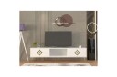 Cleryn TV benk 150 cm   Hvit/Gull