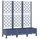 vidaXL Hageplanter med espalier og hjul Blågrå 120 x 40 x 131,5 cm PP