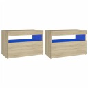 vidaXL Nattbord & LED-lys 2 stk sonoma eik 60x35x40 cm