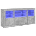 vidaXL Skjenk med LED-lys betonggrå 142,5x37x67 cm