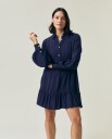 Lexington Clothing A-Line Jaquard Shirt Dress - Navy - M