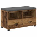 vidaXL Gangbenk med pute med skuff Gammelt tre 80 x 38 x 46 cm