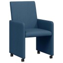  Spisebordsstoler med hjul 2 pcs Blå 57 x 66 x 94 cm stoff