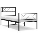  Sengeramme i metall med hodeog fotgavl svart 100x190 cm