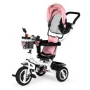 Trehjulssykkel med roterbart sete kalesje slitesterke gummihjul ECOTOYS Rosa