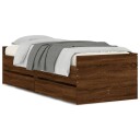 vidaXL Sengeramme med skuffer brun eik 75x190 cm 8721012245808
