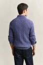 Gant Cable Knit Half-Zip Sweater - BLUE HORIZON - XL