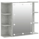 vidaXL Speilskap med LED betonggrå 70x16,5x60 cm